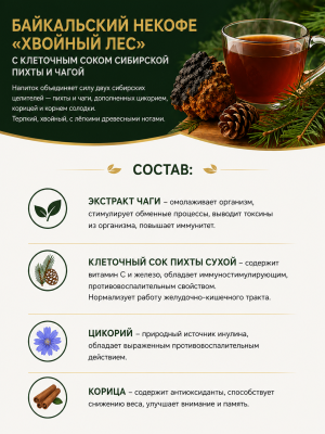 Байкальский НЕКОФЕ «Хвойный лес» напиток растворимый, пакет zip-lock, 100г